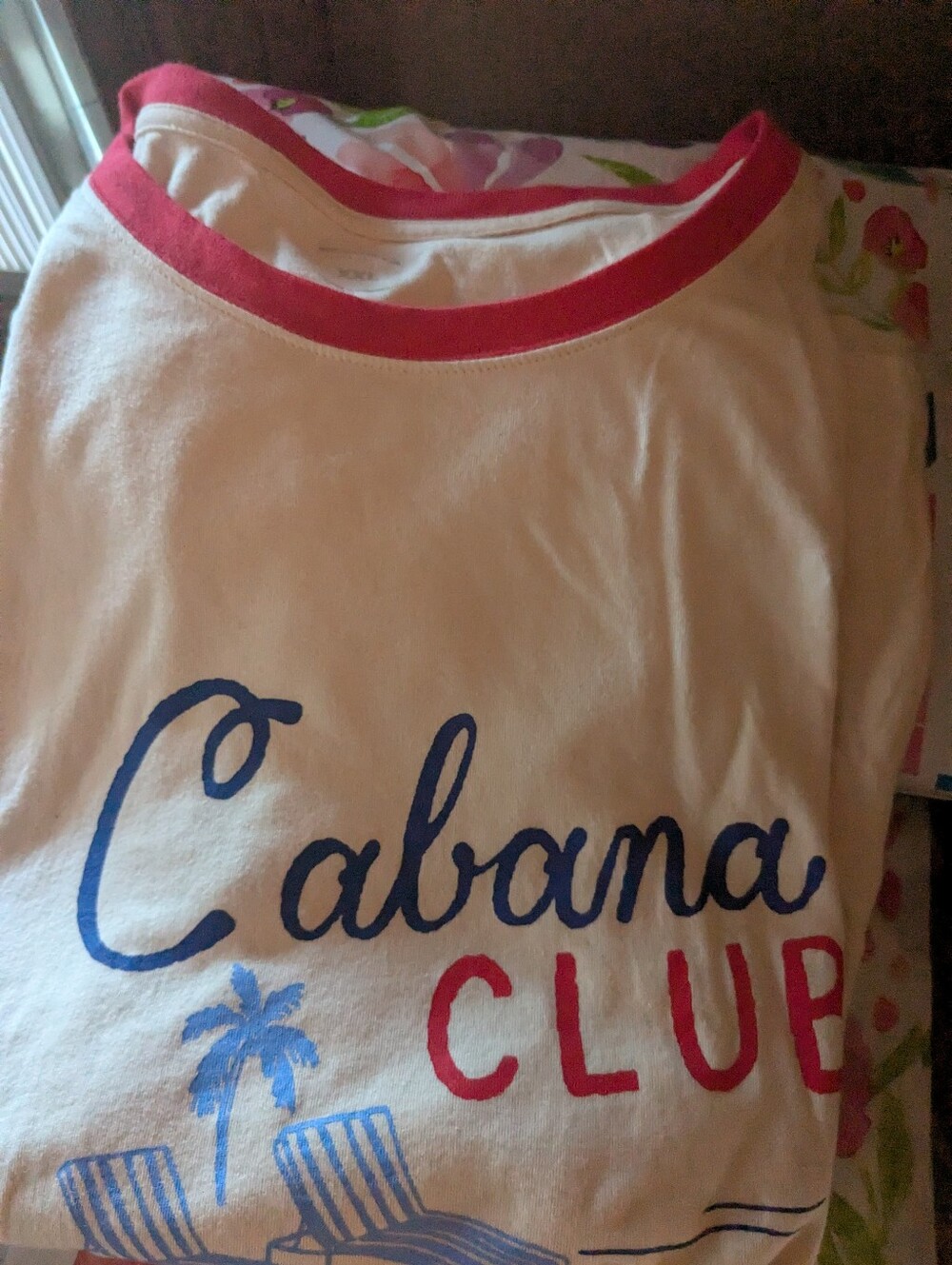 Women's White Tee with Red Trim